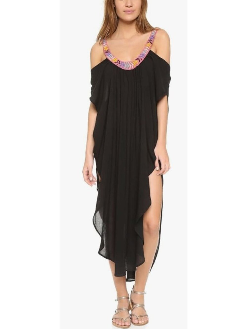 NWT Mara Hoffman Embellished Beach Cover Up Caftan Black Size XS S $348 [jb]